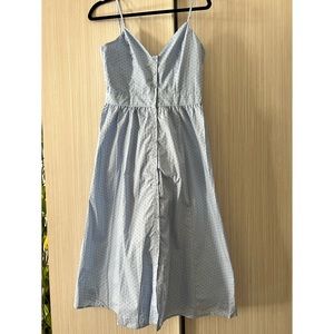 H&M Blue and black polka dot sweet heart A line bow back dress Size US 6 BNWT